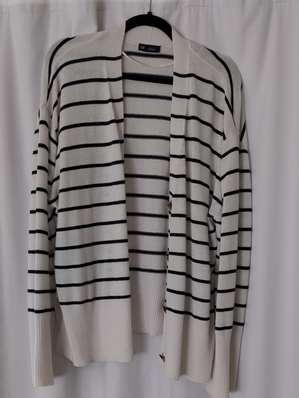 GAP Cream and Black Striped Button Cardigan